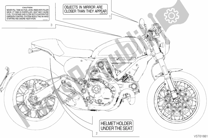 All parts for the Positioning Plates of the Ducati Scrambler Cafe Racer Thailand USA 803 2020